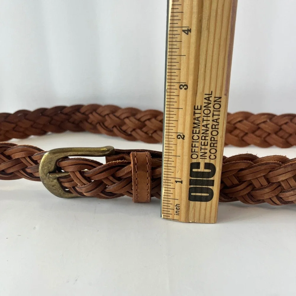Full Grain Cowhide Braided Leather Belt Brown Woven‎ Argentina Size 36 BOHO